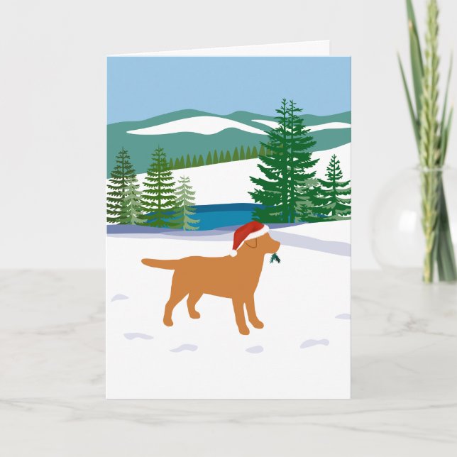 Cartes Pour Fêtes Annuelles Fox Red Labrador Christmas Winter View (Devant)