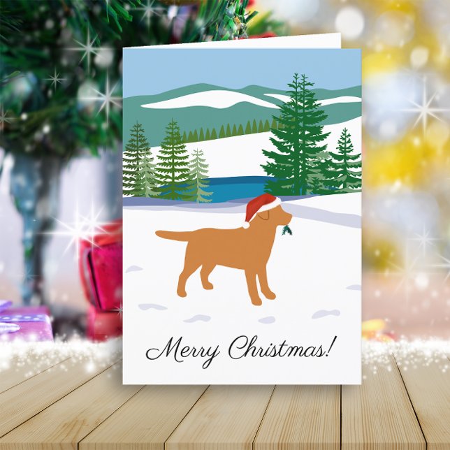 Cartes Pour Fêtes Annuelles Fox Red Labrador Christmas Winter View (Fox Red Labrador Winter View Design Christmas Cards for Labrador Owners.  Dog Silhouette Design.)