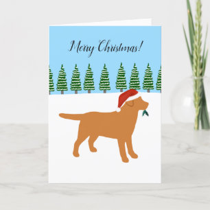 Cartes Pour Fêtes Annuelles Fox Red Labrador Noël À feuillage persistant Santa
