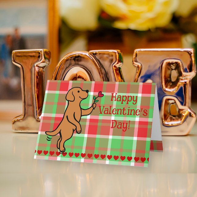 Cartes Pour Fêtes Annuelles Fox Red Labrador Tiny Heart Flower Valentine (Fox Red Labrador Tiny Heart Flower Valentine's Day Cards for Labrador Owners.  Sweet cartoon design.)