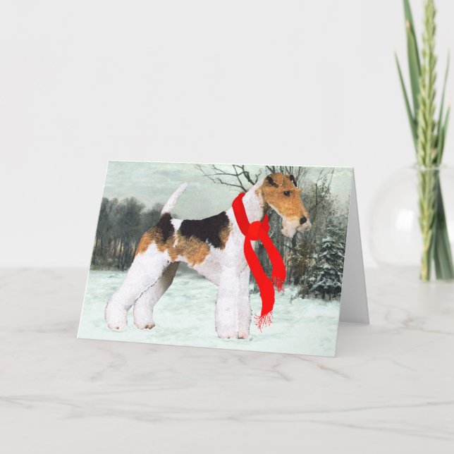 Cartes Pour Fêtes Annuelles Fox Terrier hiver (Devant)