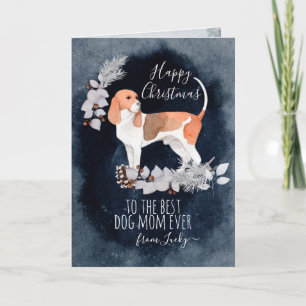 Cartes Pour Fêtes Annuelles Foxhound personnalisé maman aquarelle Noël