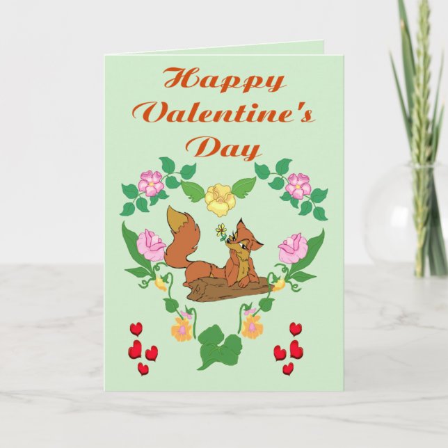 Cartes Pour Fêtes Annuelles Foxy The Love Fox Valentine Card (Devant)