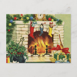 Cartes Pour Fêtes Annuelles Foyers de Noël cheminée et décorations