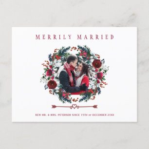 Cartes Pour Fêtes Annuelles Foyers jeunes Floral Merrily Marié photo Noël