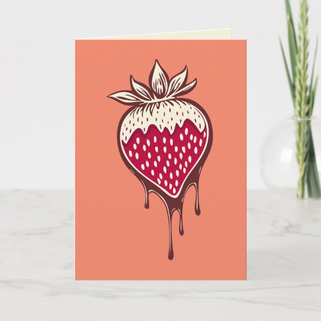 Cartes Pour Fêtes Annuelles fraise recouverte de chocolat (Devant)