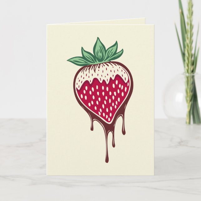 Cartes Pour Fêtes Annuelles fraise recouverte de chocolat (Devant)