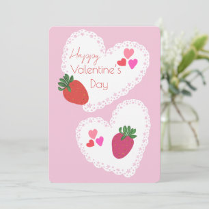 Cartes Pour Fêtes Annuelles Fraises et Coeurs Bonne Saint Valentin