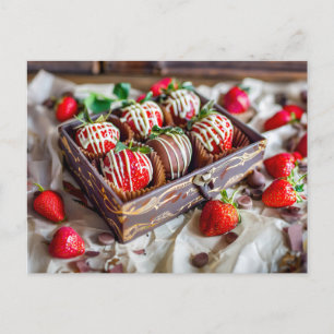Cartes Pour Fêtes Annuelles Fraises recouvertes de chocolat avec blanc et fonc
