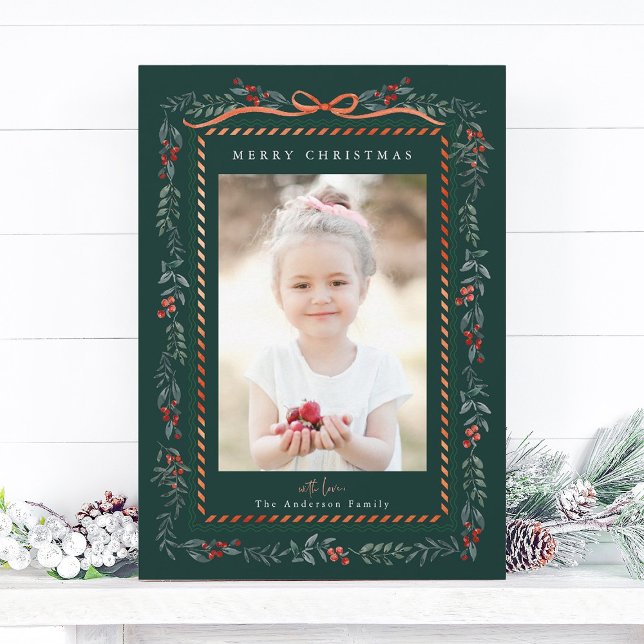 Cartes Pour Fêtes Annuelles Framboise rouge Framboise vert Noël Photo (Créateur téléchargé)