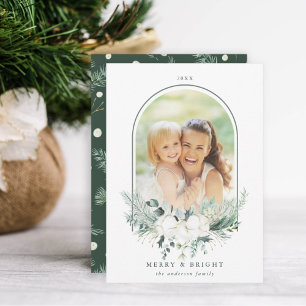 Cartes Pour Fêtes Annuelles Frame Arrière Fleur de Coton Photo Joyeux & Lumine
