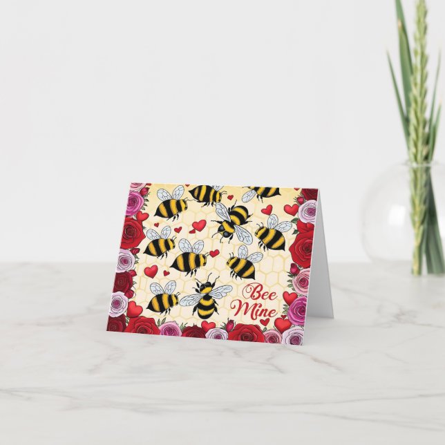 Cartes Pour Fêtes Annuelles Frame d'amour Floral de la mine d'abeilles (Devant)