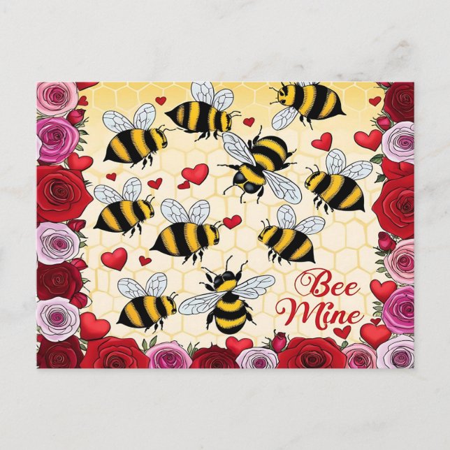 Cartes Pour Fêtes Annuelles Frame d'amour Floral de la mine d'abeilles (Devant)