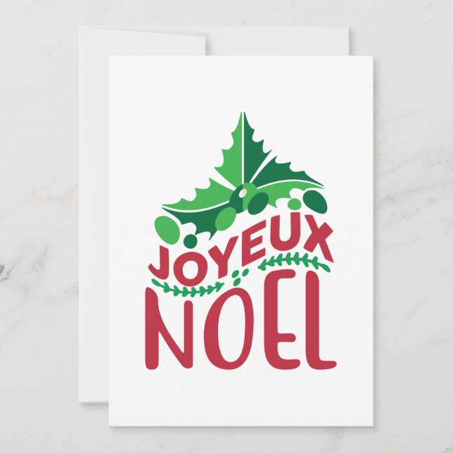 Cartes Pour Fêtes Annuelles Français Joyeux Noel Rouge Vert Personnalisé (Devant)