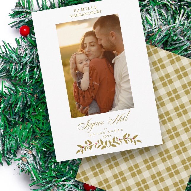 Cartes Pour Fêtes Annuelles Français Moderne Élégant Chic Photo de Noël Famill (Créateur téléchargé)