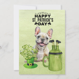 Cartes Pour Fêtes Annuelles French Bull Dog St. Patrick's Day Casquette et biè