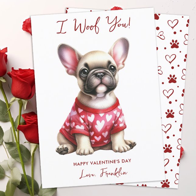 Cartes Pour Fêtes Annuelles French Bulldog Chien Valentines Personnalisées (Créateur téléchargé)