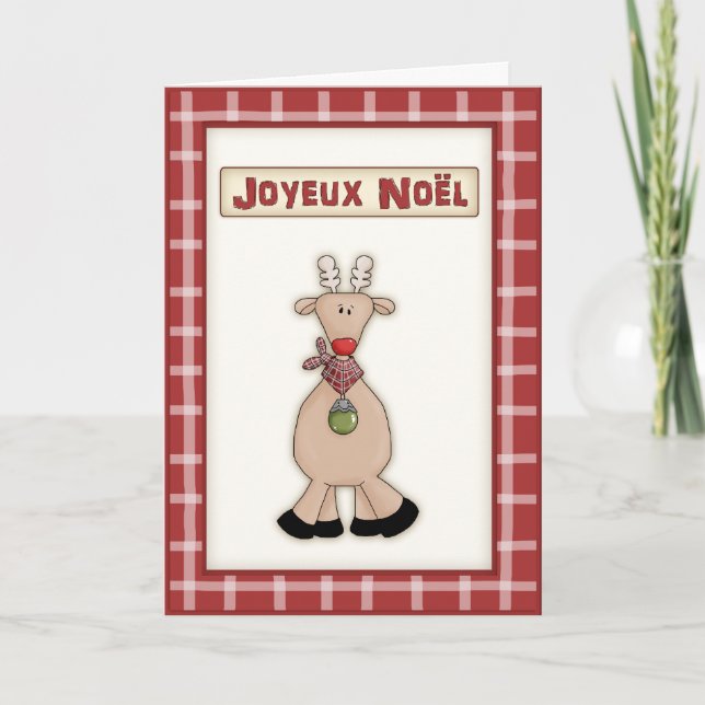 Cartes Pour Fêtes Annuelles French Christmas Rudolf the Red Nose Reindeer Card (Devant)