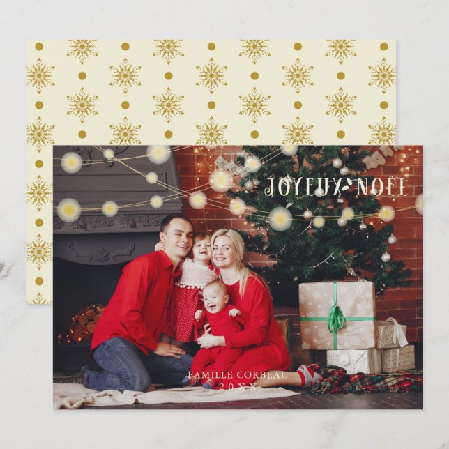 Cartes Pour Fêtes Annuelles French Noël Modern Elegant Chic Photo Family (Devant / Derrière)