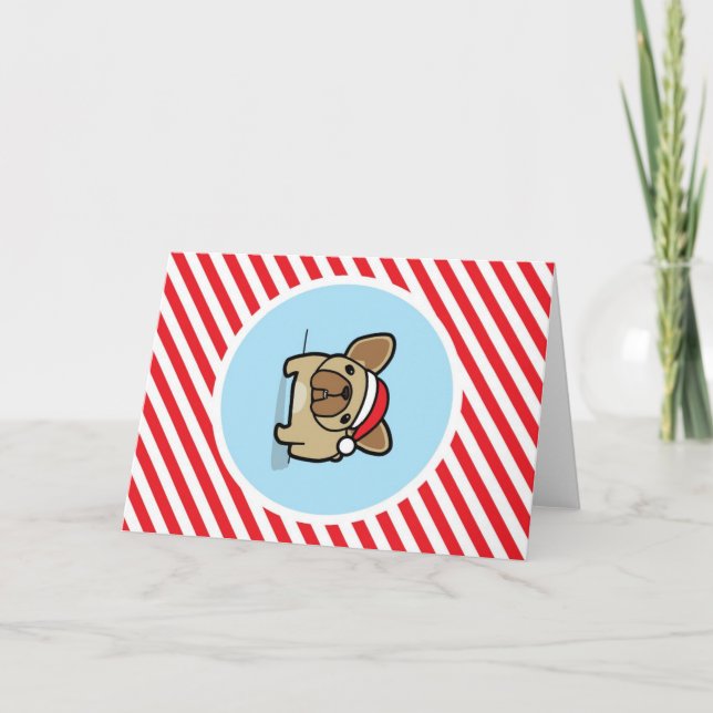 Cartes Pour Fêtes Annuelles Frenchie sur les Sucres de canne (Devant)