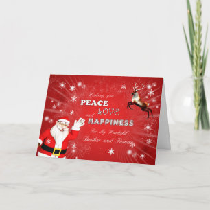 Cartes Pour Fêtes Annuelles Frère et Fiancée, Père Noël et un renne