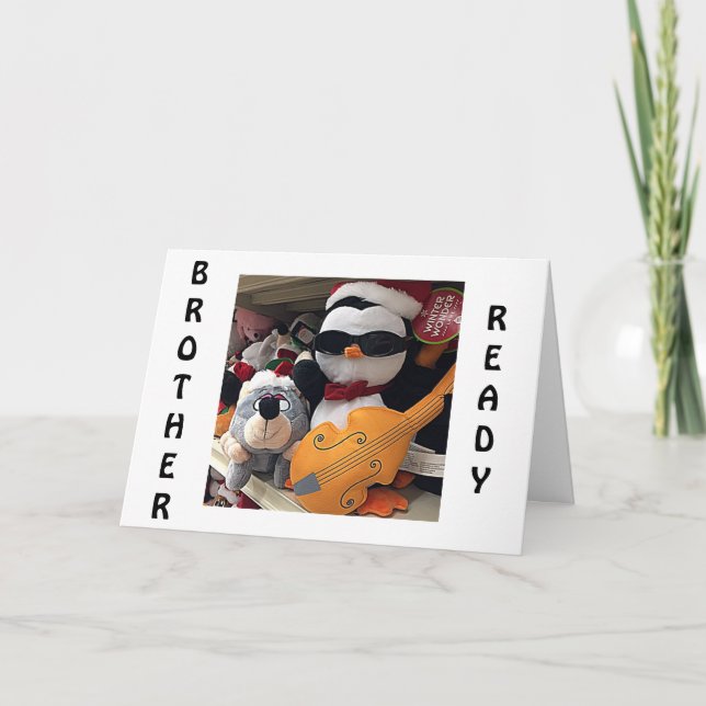 CARTES POUR FÊTES ANNUELLES FRÈRE "SAISON DE VACANCES"=PENQUIN ROCK/ROLLIN' (Devant)