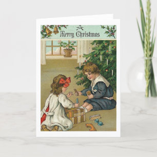 Cartes Pour Fêtes Annuelles Frère, Sœur, Noël, Matin, Vintage, Xmas