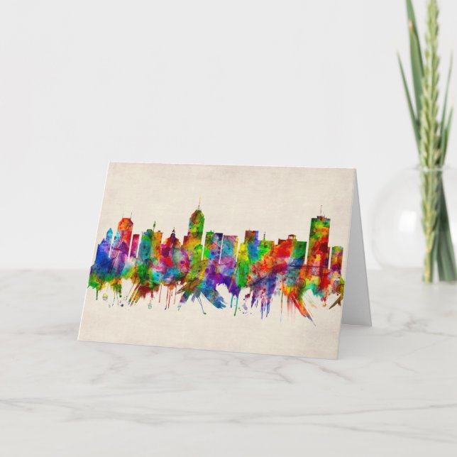 Cartes Pour Fêtes Annuelles Fresno California Skyline (Devant)