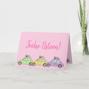 Cartes Pour Fêtes Annuelles Frohe Ostern Allemagne Pâques Retro Fiat 500