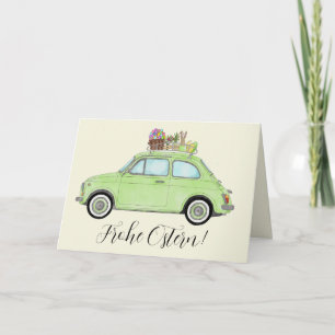 Cartes Pour Fêtes Annuelles Frohe Ostern Allemand Pâques Retro Fiat 500 Holida