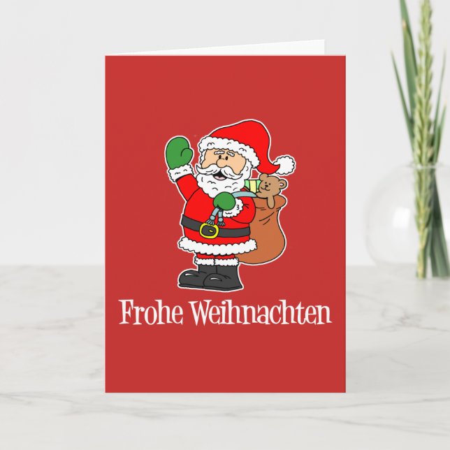 Cartes Pour Fêtes Annuelles Frohe Weihnachten Allemand Joyeux Noël Père Noël (Devant)