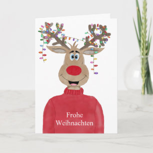 Cartes Pour Fêtes Annuelles Frohe Weihnachten Allemand Reindeer