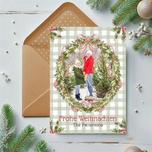 Cartes Pour Fêtes Annuelles Frohe Weihnachten Aquarelle Florale Photo de famil
