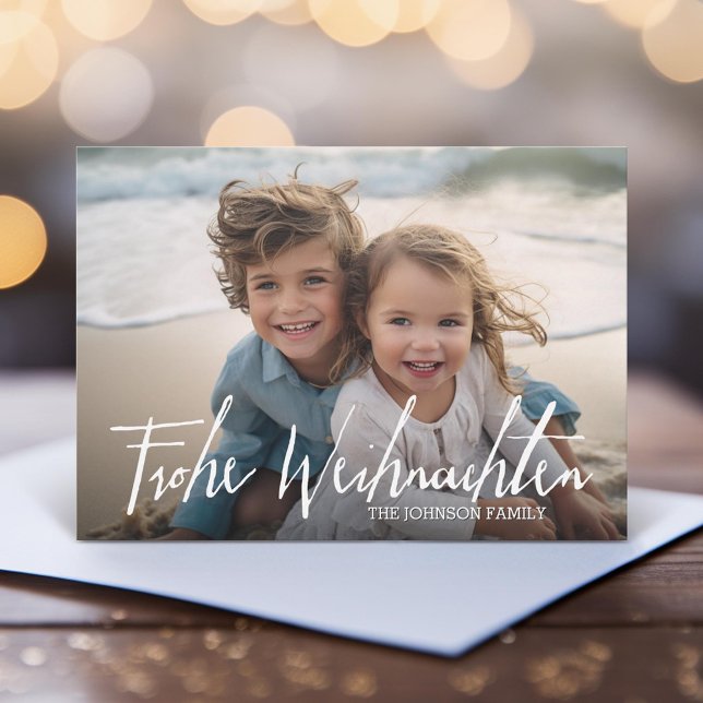 Cartes Pour Fêtes Annuelles Frohe Weihnachten - Noël photo moderne (Unique Photo Card)