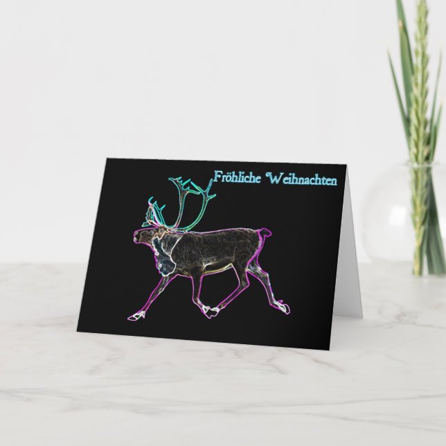 Cartes Pour Fêtes Annuelles Frohliche Weihnachten - caribou électrique (Devant)
