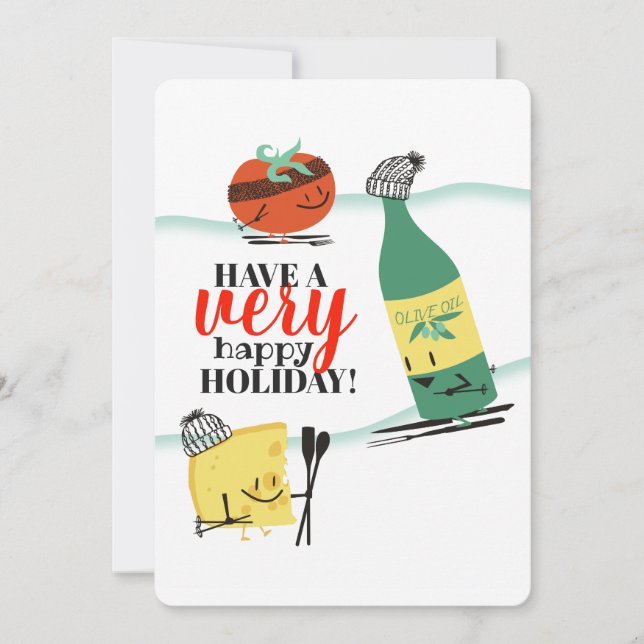 Cartes Pour Fêtes Annuelles Fromage d'huile d'olive tomate rétro (Devant)