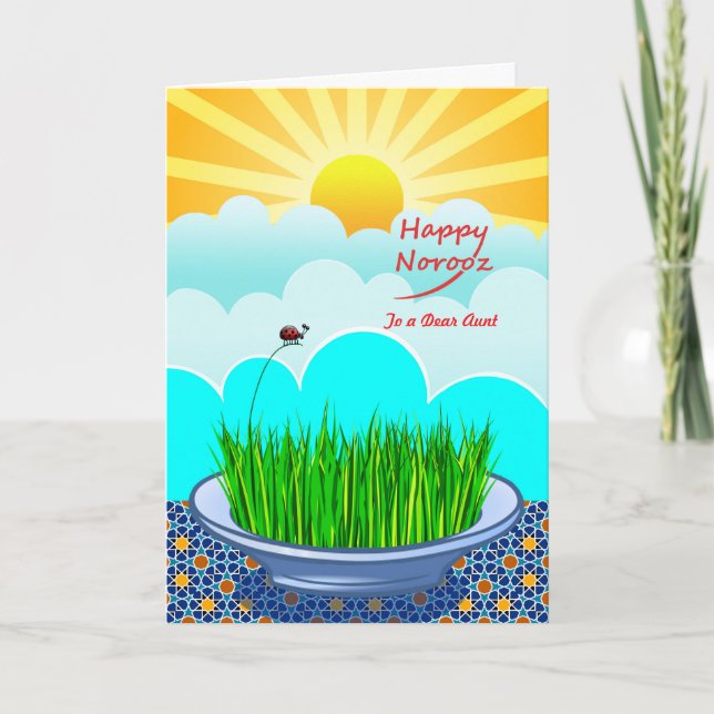 Cartes Pour Fêtes Annuelles Front personnalisé Joyeux Norooz pour tante, Sabze (Devant)