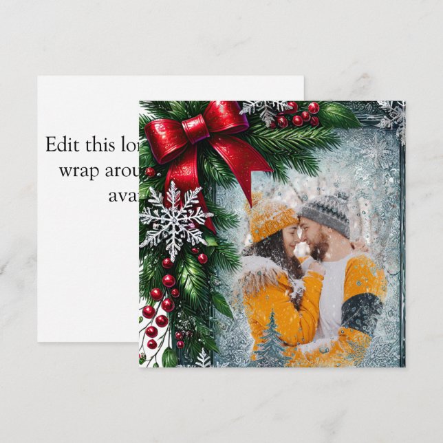 Cartes Pour Fêtes Annuelles Frontière à feuillage persistant de Noël (Devant / Derrière)