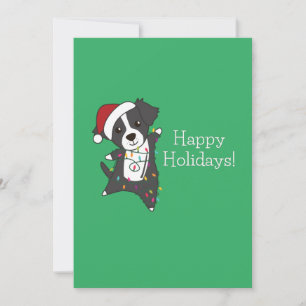 Cartes Pour Fêtes Annuelles Frontière Collie Chien de Noël Animaux d'hiver Chi