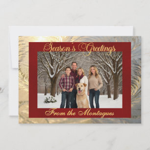 Cartes Pour Fêtes Annuelles Frontière et photo de givre Bonnes Fêtes - Rouge