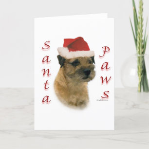 Cartes Pour Fêtes Annuelles Frontière Terrier Père Noël Paws