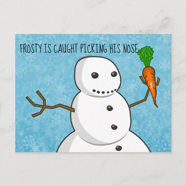 Cartes Pour Fêtes Annuelles Frosty est pris à cueillir son nez (Devant)