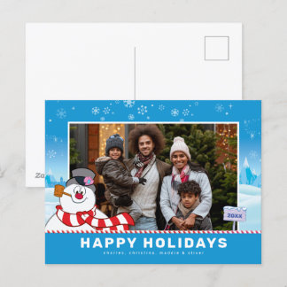 Cartes Pour Fêtes Annuelles Frosty Le Snowman | Joyeuses vacances photo de fam