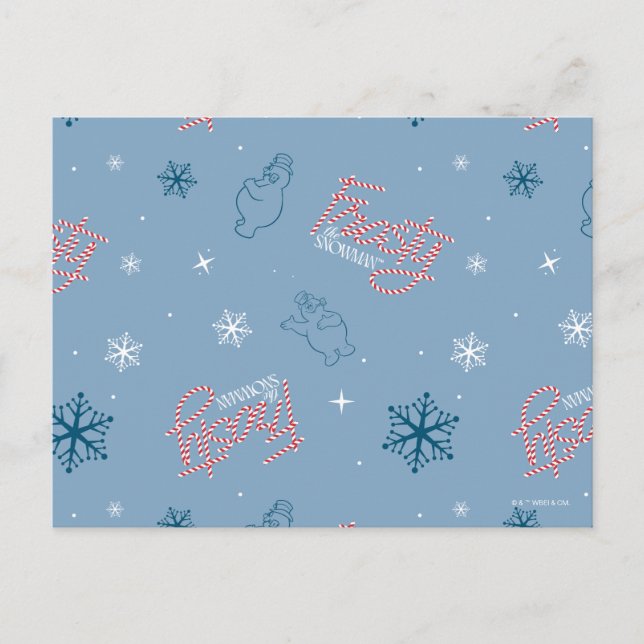 Cartes Pour Fêtes Annuelles Frosty Snowman Blue Snowflake Motif (Devant)