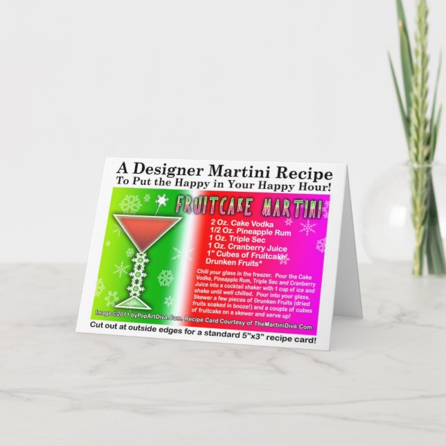 Cartes Pour Fêtes Annuelles Fruitcake Martini Recette de voeux (Devant)