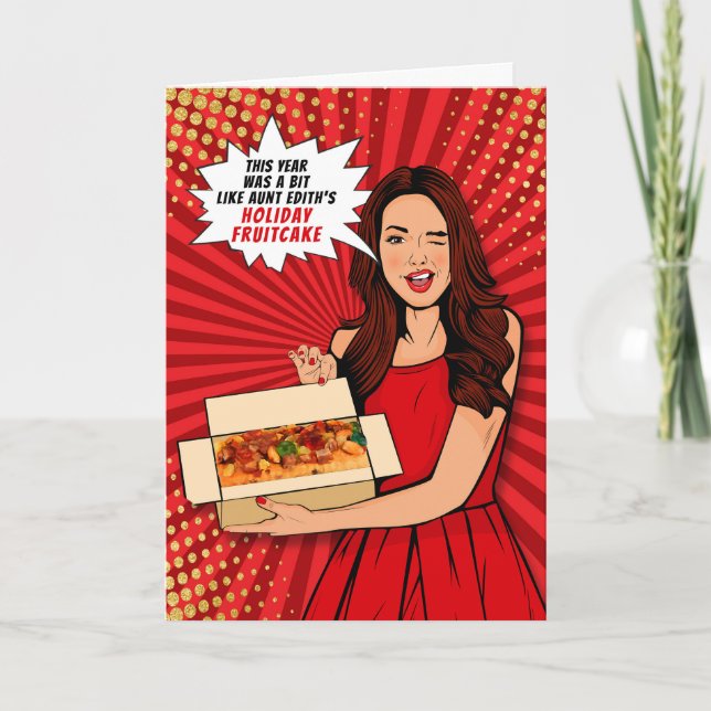 Cartes Pour Fêtes Annuelles Fruitcake Pop Art de Noël drôle et sarcastique (Devant)