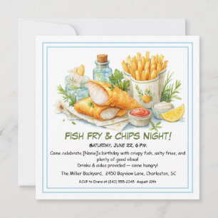 Cartes Pour Fêtes Annuelles Fruits de mer décontractés - Poisson Fry & Chips A