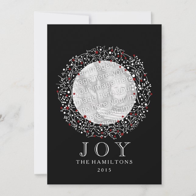 Cartes Pour Fêtes Annuelles Fruits rouges + Noir + Noël blanc (Devant)