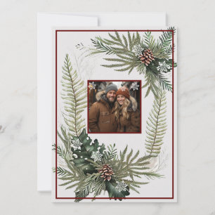 Cartes Pour Fêtes Annuelles Fruits verts Pine cônes Snowflakes