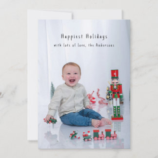 Cartes Pour Fêtes Annuelles Full Bleed Minimal Photocard Simple Holiday 